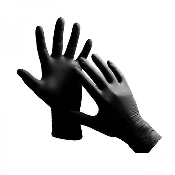 Перчатки нитриловые упаковка 50 пар размер M без пудры плотность 3.2 г черные (2100994239719) - изображение 1