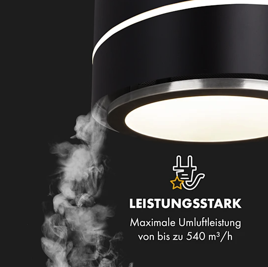 Вытяжка Klarstein Tron Ambience Ø38см циркуляция воздуха 540м³/ч LED - изображение 5