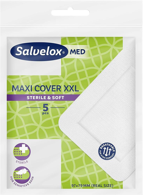 Пластырь от мозолей Salvelox Med Maxi Cover Dressings 10 x 8 см 5 шт (7310616584553) - изображение 1