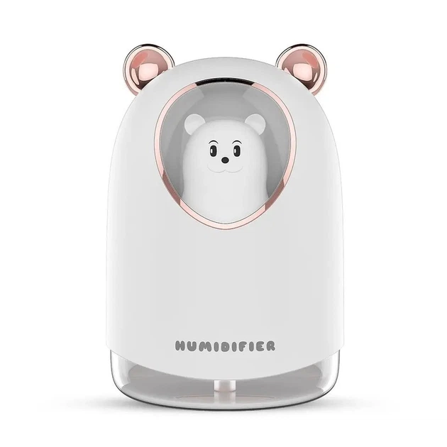 Ультразвуковой увлажнитель воздуха и ночник Nano Humidifіers Bear USB ЮСБ диффузер медведь, 300 мл, Белый - изображение 2