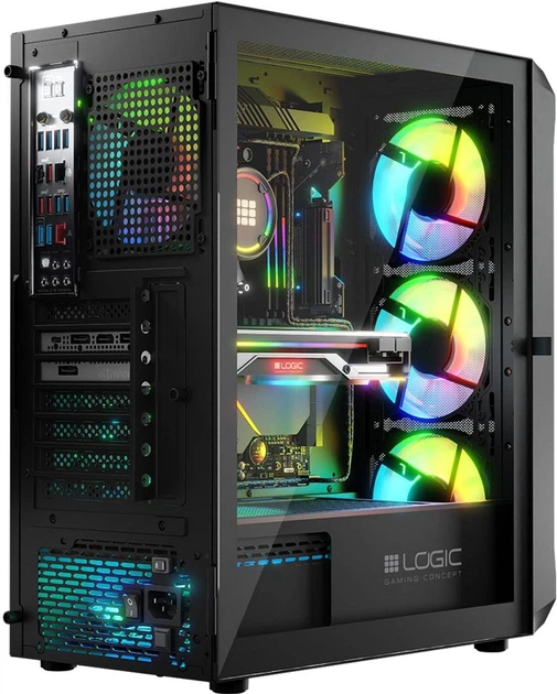 Obudowa komputerowa Logic Concept Portos Mesh+Glass ARGB fans 4x120 mm Black (AT-PORTOS-10-0000000-0002) - Zdjęcie 10 Obudowa komputerowa Logic Concept Portos Mesh+Glass ARGB fans 4x120 mm Black (AT-PORTOS-10-0000000-0002) - obraz 10