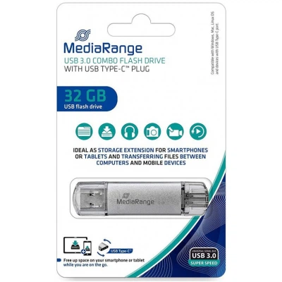 USB флеш накопичувач Mediarange 32GB Silver USB 3.0/Type-C (MR936) - Фото 2 USB флеш накопичувач Mediarange 32GB Silver USB 3.0/Type-C (MR936) - зображення 2