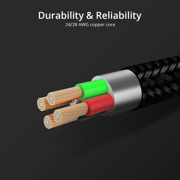 Кабель зарядний Micro USB Fonken кабель в нейлоновій оплітці 1 м Black (YM0434) - зображення 2