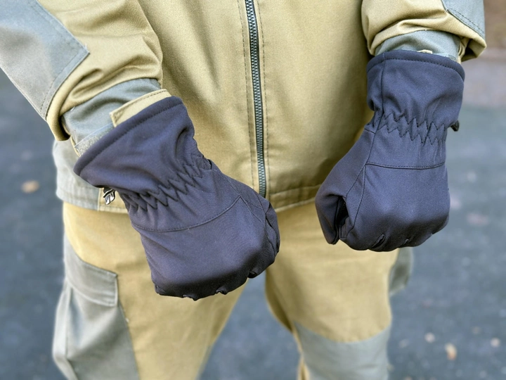 Зимові рукавички теплі Tactic тактичні рукавички софт шел утеплені, рукавички soft shell Black (M) - зображення 2