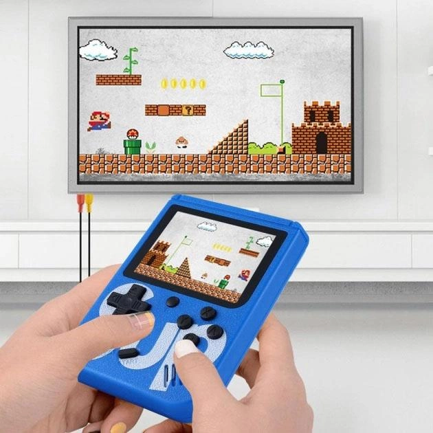Портативна ігрова ретро консоль 8bit 400 ігор Game Box синя - изображение 5