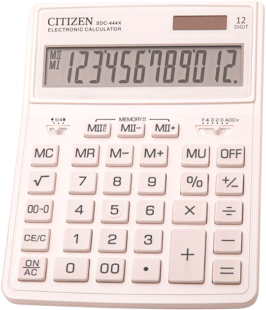 Калькулятор Citizen 12-розрядний Білий (SDC444XRWHE) - зображення 1