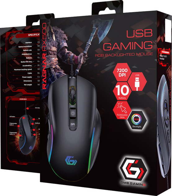 Миша Gembird MUSG-RAGNAR-RX500 USB Black - зображення 4