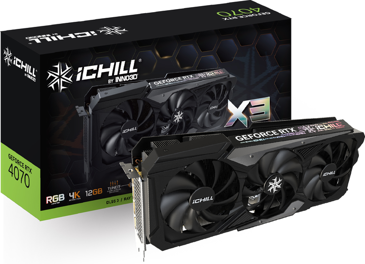 Karta graficzna INNO3D PCI-Ex GeForce RTX 4070 iChill X3 12GB GDDR6X (192bit) (2535/21000) (HDMI, 3 x DisplayPort) (C40703-126XX-186148H) - obraz 2