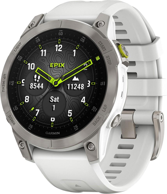 Спортивний годинник Garmin Epix 2 Sapphire - Carrera White/Titanium with silicone band (010-02582-21) - зображення 1
