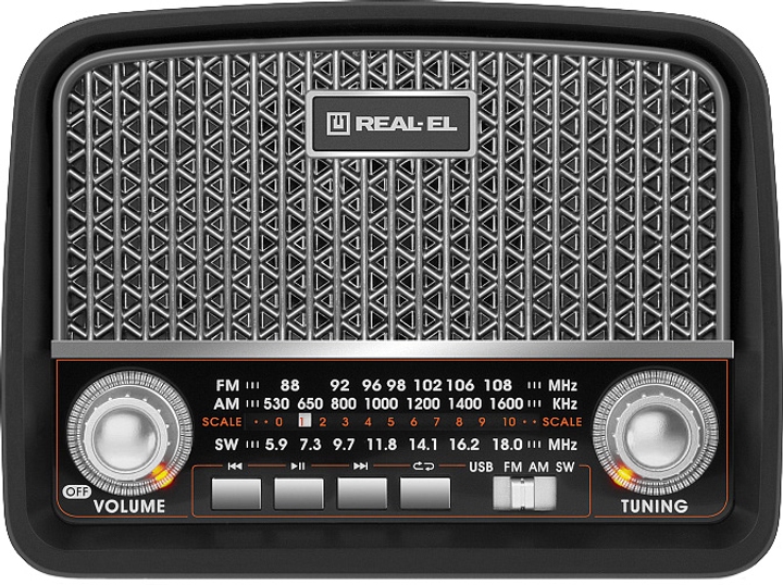 Przenośny odbiornik radiowy Real-El X-520 Czarny (EL121800006) - obraz 1