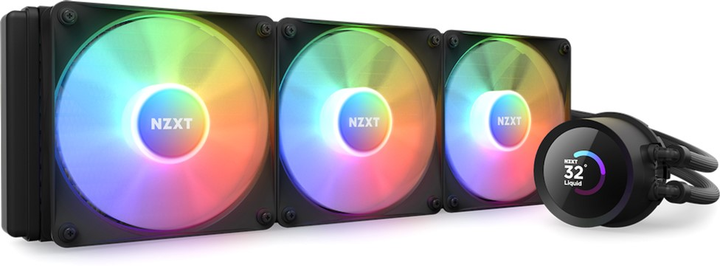 Система рідинного охолодження NZXT Kraken RGB 360 мм AIO liquid cooler w/Display, RGB, Hub Fans Black (RL-KR360-B1) - зображення 1