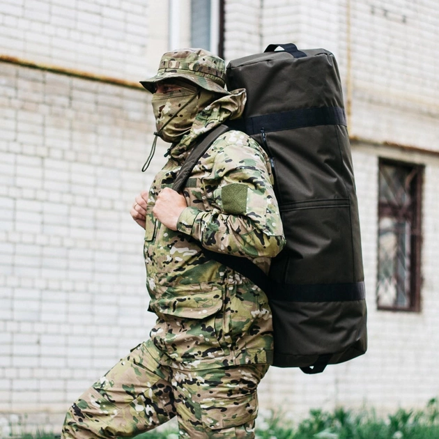 Военная сумка баул, армейский баул Оксфорд хаки 100 л тактический баул, тактический баул-рюкзак - изображение 1