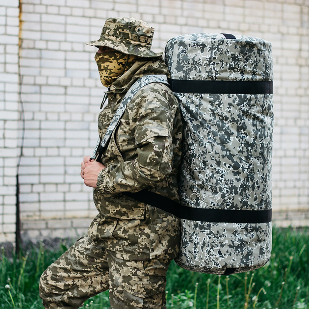 Військова баул сумка, баул армійський Оксфорд піксель 120 л тактичний баул, тактичний баул-рюкзак - зображення 1