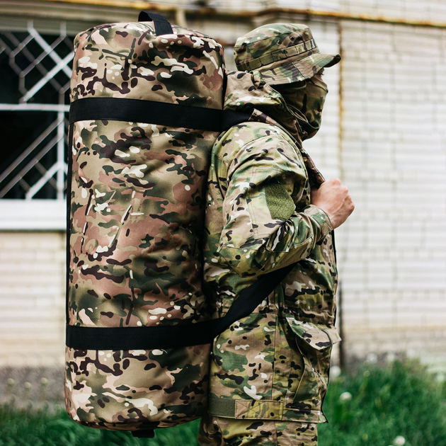 Військова баул сумка, армійський баул Cordura мультикам 100 л тактичний баул, тактичний баул-рюкзак - зображення 2