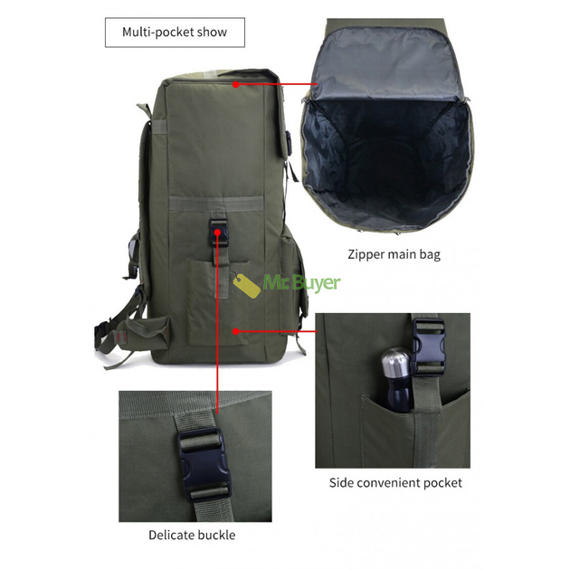 Туристичний тактичний рюкзак на 110 л 83 х 40 х 40 см Хакі (25212) - зображення 2