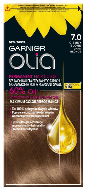 Фарба для волосся Garnier Olia 7.0 Темно-русявий 161 г (3600542244060) - зображення 1