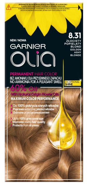Фарба для волосся Garnier Olia 8.31 Золотисто-попелястий блондин 159 г (3600542244138) - зображення 1