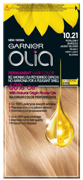 Фарба для волосся Garnier Olia 10.21 Перламутровий ультраяскравий блонд 159 г (3600542243889) - зображення 1