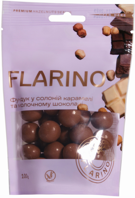 Фундук Flarino в соленой карамели покрытый молочным шоколадом 100 г ...