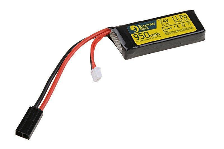 Аккумулятор LiPo 7,4V 950mAh 25/50C [ElectroRiver] (для страйкбола) - изображение 1