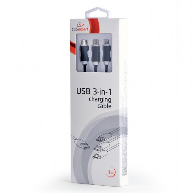 Kabel Cablexpert USB - Apple Lightning/MicroUSB/USB Type-C 1 m Czarny (CC-USB2-AM31-1M) - obraz 5