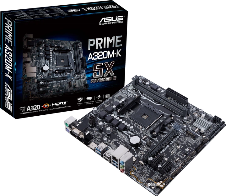 Материнська плата Asus Prime A320M-K sAM4, AMD A320, PCI-Ex16 (PRIME A320M-K) - Фото 6 Материнська плата Asus Prime A320M-K sAM4, AMD A320, PCI-Ex16 (PRIME A320M-K) - зображення 6