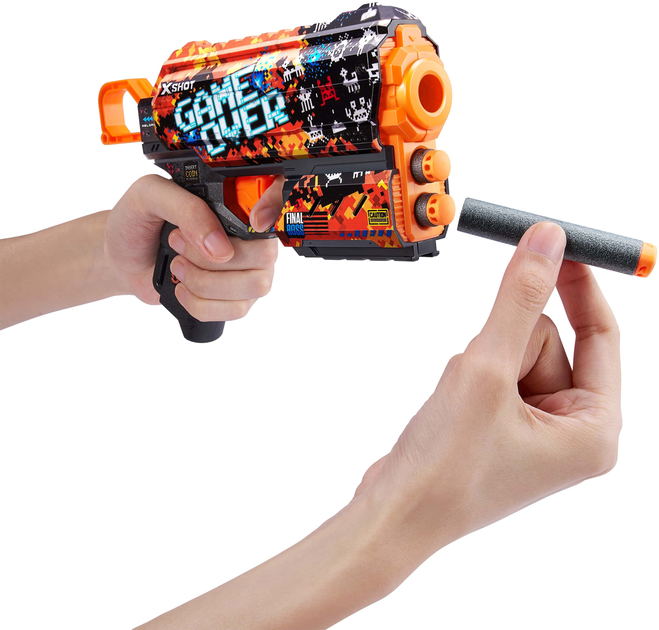 Szybkostrzelny blaster Zuru X-SHOT Skins Flux Game Over 8 naboi (193052043597) - obraz 3