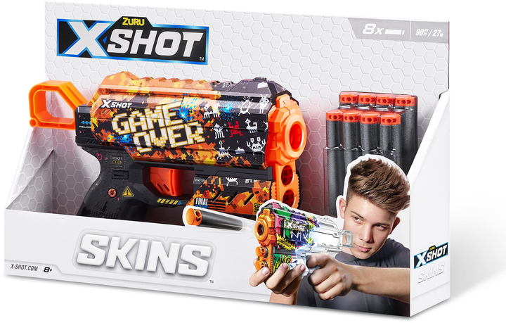 Szybkostrzelny blaster Zuru X-SHOT Skins Flux Game Over 8 naboi (193052043597) - obraz 5