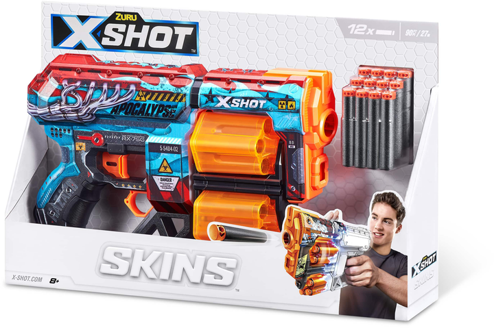 Szybkostrzelny miotacz Zuru X-SHOT Skórki Strach Apokalipsy 12 naboi (193052043658) - obraz 4