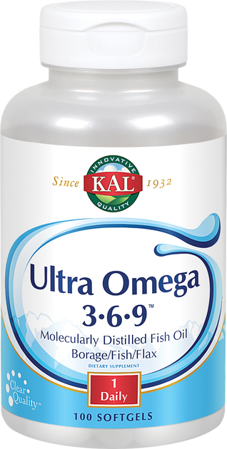 Suplement diety KAL Ultra Omega 3-6-9 100 pereł (0076280345476) - obraz 1