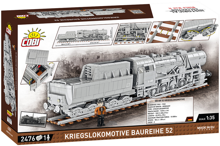 Klocki konstrukcyjne Cobi Trains Lokomotywa Kriegslokomotive Class 52 2476 elementów (5902251062811) - obraz 2