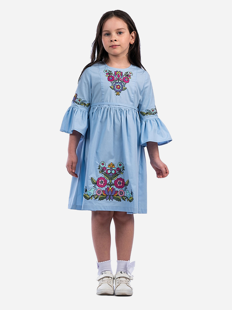 Подростковое платье-вышиванка для девочки Edelvika 298-22/09_blue 140 см Голубое (2100000599226) 