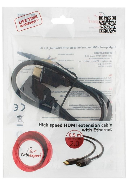 Kabel Cablexpert HDMI męski - HDMI żeński 0.5 m (CC-HDMI4X-0,5M) - obraz 5