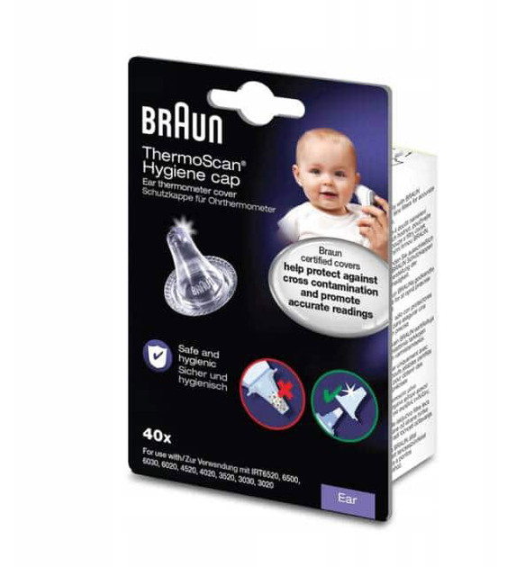 Одноразовые колпачки для ушных термометров Braun Thermoscan Disposable Lens Filters Lf40 2 x 20 шт (4022167400062) - изображение 2