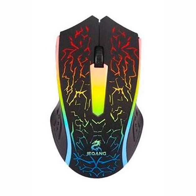 Миша дротова Jeqang JM-812 1200DPI USB 1.2M для ПК/ноутбука Led підсвічування геймерська Чорний - изображение 1