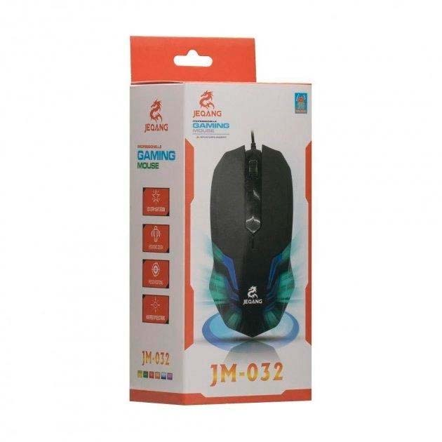Миша дротова Jeqang JM-032 1200DPI USB 1.2M для ПК/ноутбука ігрова з підсвіткою Чорний - изображение 2