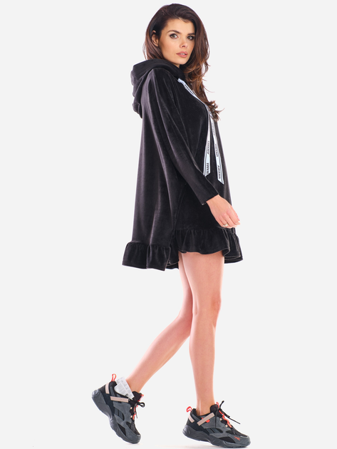 Sukienka dresowa z kapturem damska Awama A419 One Size Czarna (5902360555013) - obraz 4