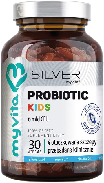 Probiotyk Myvita Silver Probiotic Kids 6 million CFU 30 kapsułek (5903021593344) - obraz 1