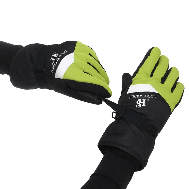 Перчатки горнолыжные детские Zelart Luckyloong Action 2388 размер M-L (5-8 лет) Black-Green - изображение 3