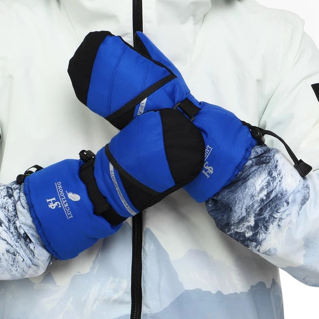Варежки горнолыжные детские Zelart Luckyloong Action 8778 размер L-XL (9-12 лет) Blue-Black - изображение 5