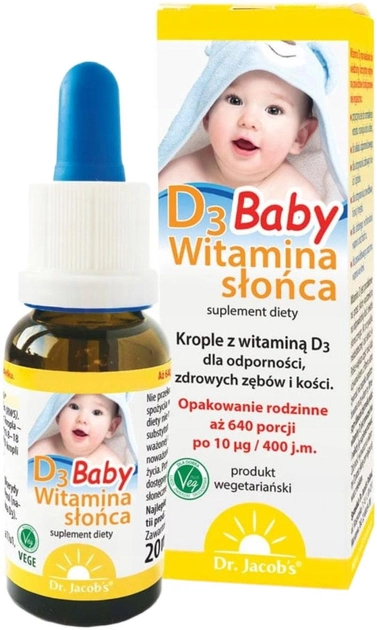 Suplement diety Dr. Jacob's Witamina D3 Baby 20 ml (4041246502558) - obraz 1
