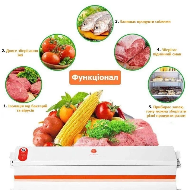 Комплект: машинка для запаювання пакетів "FreshpackPro G-88 Біло-жовтогаряча" та вакуумні пакети 20*500 см (VS7124TOP2) - изображение 7
