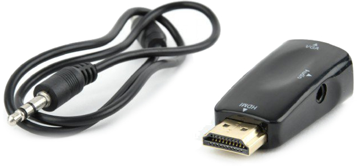 Przejściówka Cablexpert HDMI na VGA + kabel 3.5 mm 3.5 jack-3.5 jack 45 cm Czarny (AB-HDMI-VGA-02) - obraz 1