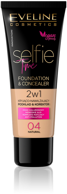 Тональна основа для обличчя Eveline Cosmetics Selfie Time Foundation & Concealer 04 Natural покривально-зволожувальна 30 ml (5903416001775) - зображення 1