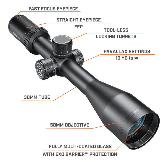 Прицел оптический Bushnell Match Pro 6-24x50 FFP сетка Deploy MIL с подсветкой - изображение 2