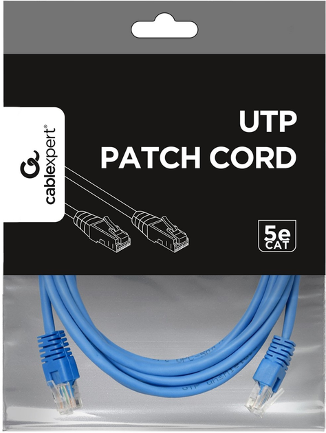 Patchcord Gembird UTP Cat 5e RJ-45 3 m Blue (8716309020404) - obraz 2