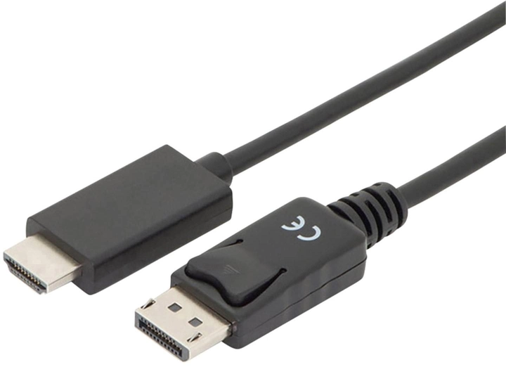 Kabel Digitus DisplayPort 1.2 – HDMI 4K 60Hz UHD 3 m Black (4016032438601) - obraz 1