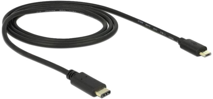 Kabel Delock USB Type-C – USB micro-B 2.0 2 m Black (4043619833344) - obraz 1