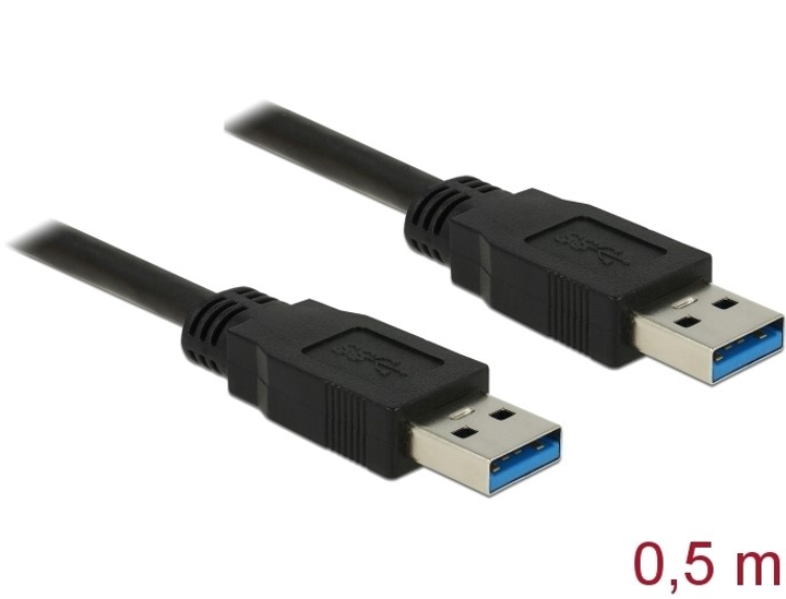 Kabel Lanberg USB Type-A – USB Type-A 3.0 0.5 m Black (5901969427776) - obraz 1