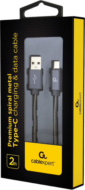 Kabel Gembird USB Type-A 2.0 – USB Type-C 2 m Grey (8716309107976) - obraz 2